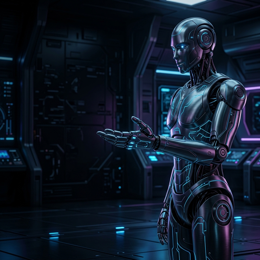 Futuristic AI Robot Background